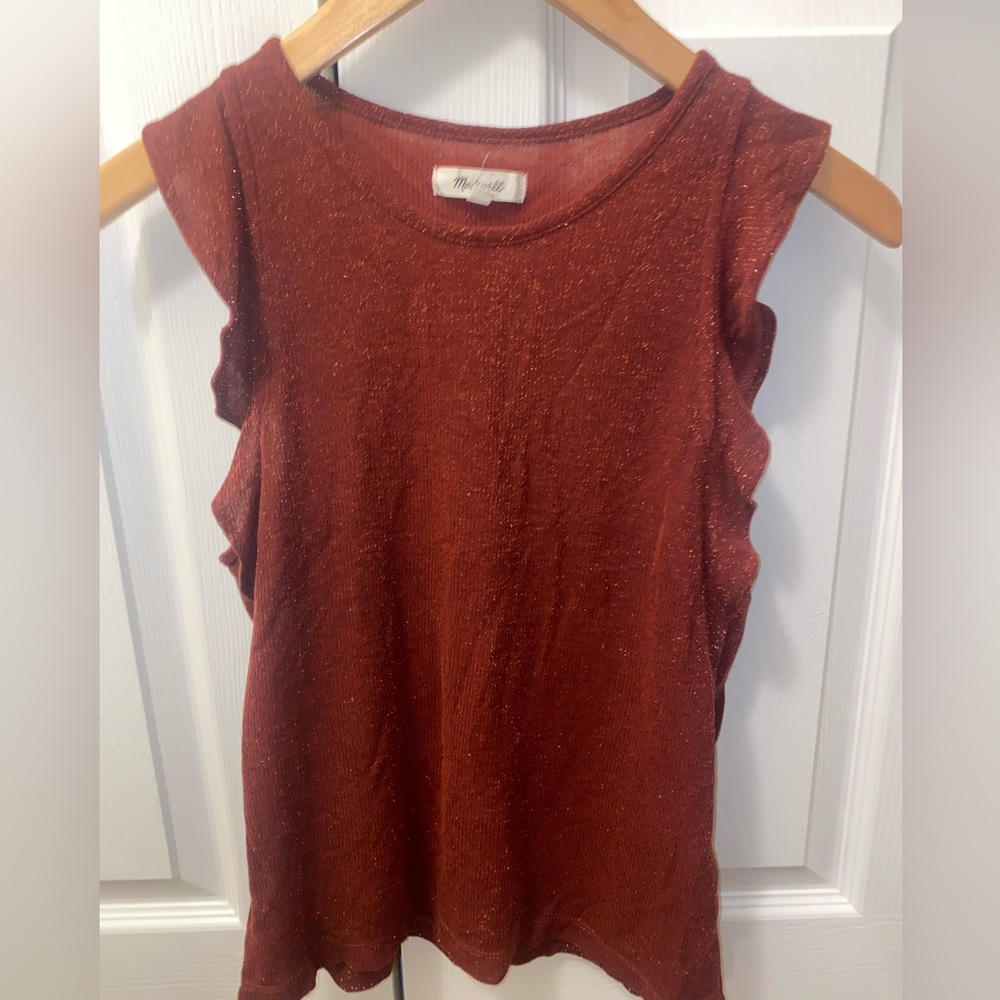 Madewell Rust Sparkle Ruffled Tank - Picture 2 of 5